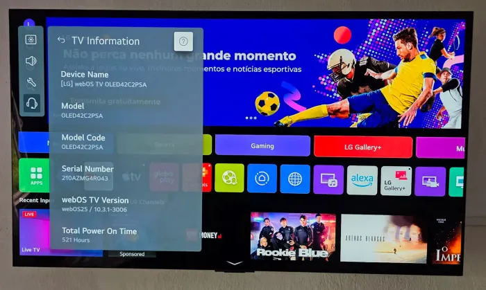 Smart TV LG OLED 42" C2 - Praticamente nova (Ideal para Games/Monitor)