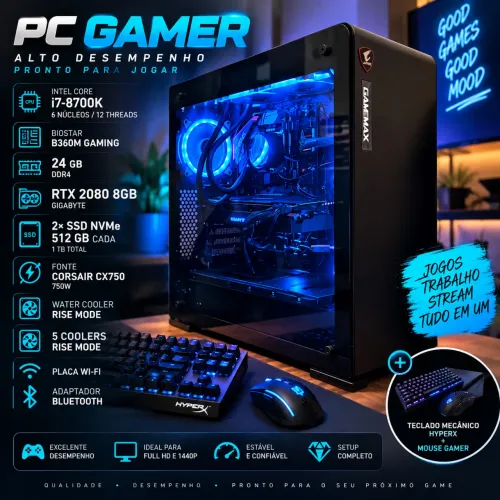 PC Gamer i7 8700K + RTX 2080 8GB + 24GB RAM + 1TB NVMe