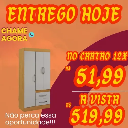 Guarda Roupa 3 Portas Solteiro Entrega Rápida Paga ao Motorista