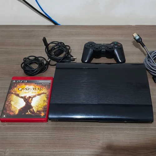 PS3 Super Slim 250GB Desbloqueio HEN + Controle e Jogo