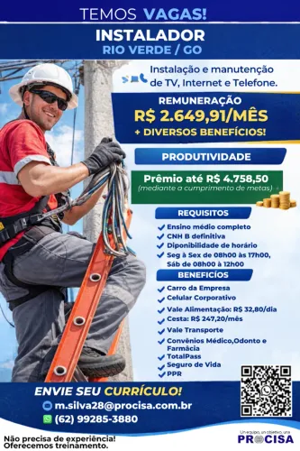 INSTALADOR DE SERVIÇOS DE TELECOMUNICAÇÕES