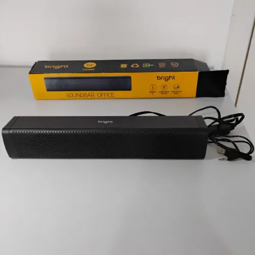 Caixa de Som Soundbar Bright. Conexões P2 e USB. Preto. Nunca Usado!
