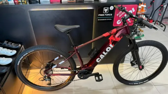 E-bike com motor central mais barata do Brasil Caloi E-Vibe Explorer Shimano 21x cartão