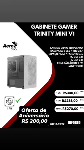 Gabinete gamer Trinity Mini V1 cinza