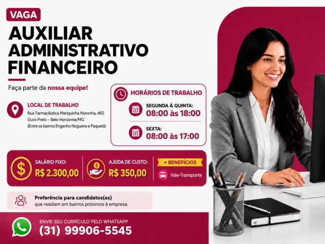 Vaga Auxiliar Administrativo Financeiro