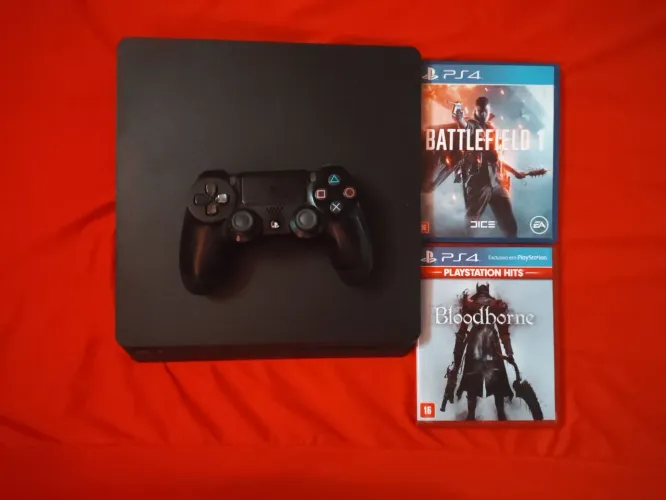 Playstation 4 slim 500gb 1 controle original e 2 jogos mídia física 