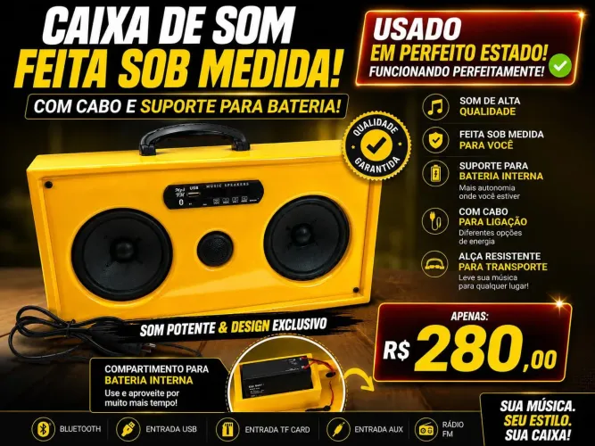 Caixa de som funcionando perfeitamente 