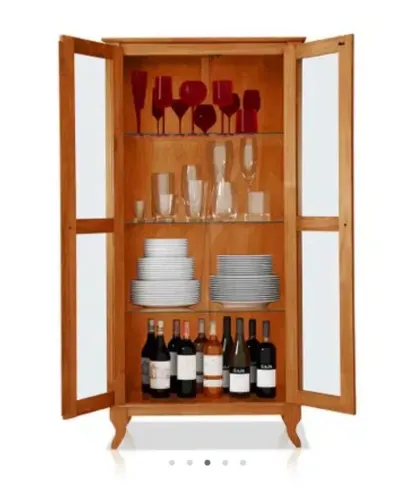 Cristaleira Madeira Maciça Alta Vintage