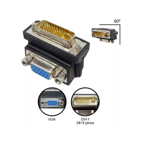 Adaptador Dvi-I 90 Graus (Dual Link) Macho Para VGA