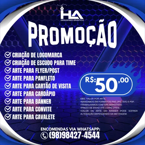 Criação de logomarca/logotipo-arte p/ cardapio-arte p/ banner e muito mais em promoção 