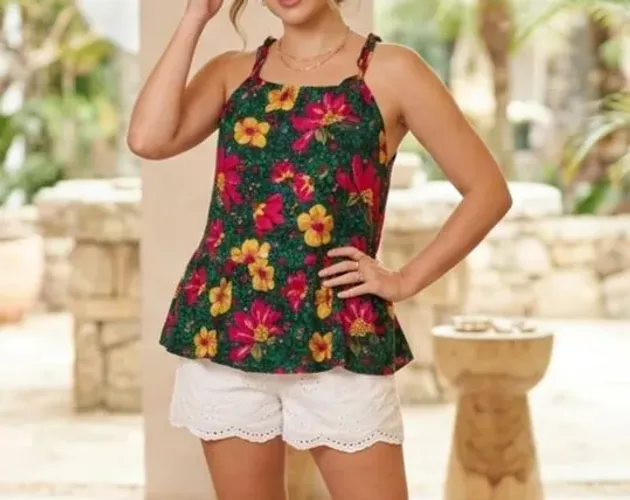 Bata floral plus size 100% viscose