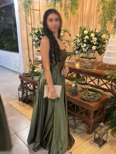 Vestido Longo Verde Oliva - Usado Apenas 1 Vez