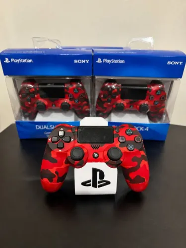 Controle Camuflado Sem Fio Compatível Com Ps4 Pc Celular Tv Vermelho