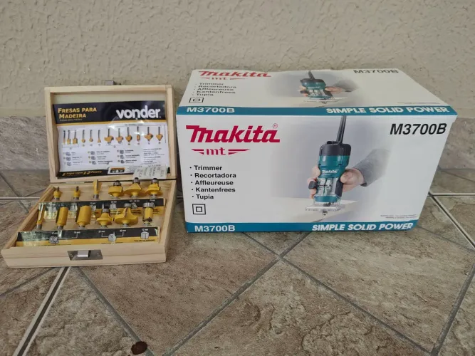 Kit Tupia Manual Laminadora 530w 6mm + Jogo De Fresas 12 Pçs