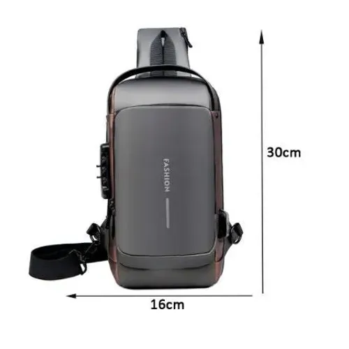 Bolsa Transversal Impermeável com Cadeado Antifurto e Cabo USB