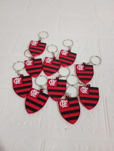 KIT 10 CHAVEIROS 3D DO FLAMENGO FUNDO RED
