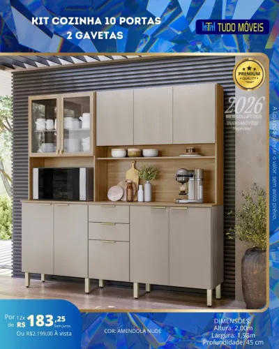 Kit Cozinha 10 Portas e 2 Gavetas