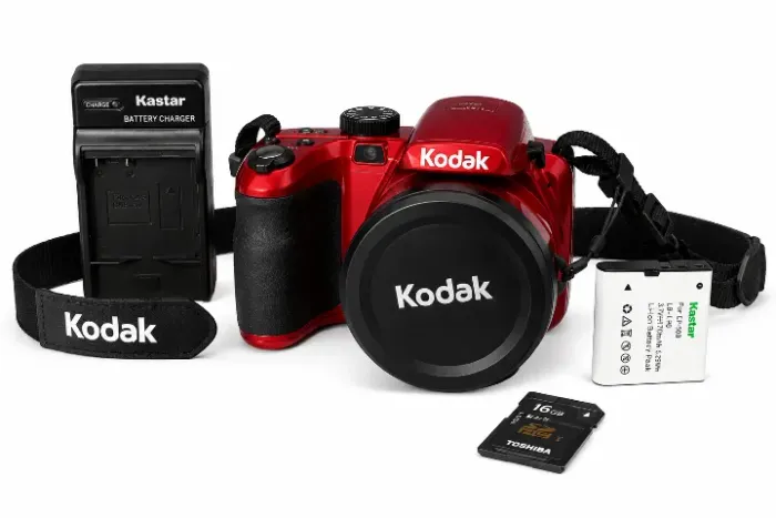 Camera Digital Kodak Pixpro Az361 Vermelha Zoom 36x Completa