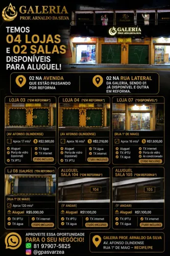 Loja e Salas na Av Afonso Olindense, várzea 