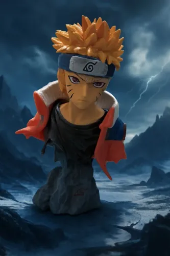 Busto Naruto Clássico - Possessão Inicial da Nove Caudas | Colecionável Raro