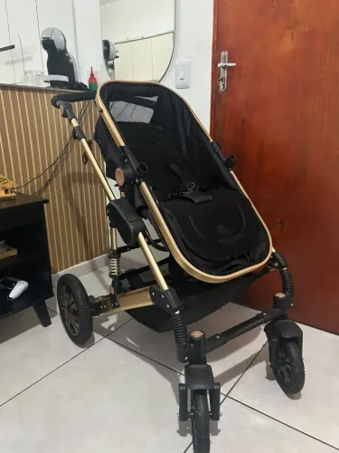 Carrinho De Bebe Europeu 3 Em 1 Moises Berço + Bebe Conforto Cor Preto