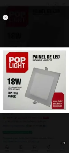 Painel de Embutir Led Quadrado 18w 6500k 127v Branco Frio