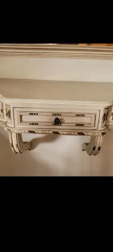 Penteadeira com cadeira laqueada antiga pintada a mão 