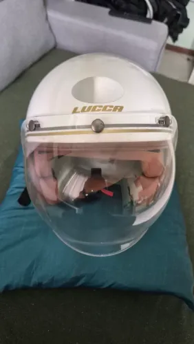 Capacete aberto(coquinho) Lucca com viseira bolha transparente Tam 60