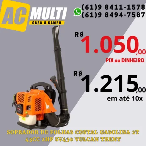 SOPRADOR DE FOLHAS COSTAL GASOLINA 2T 43cc 2HP SV430 VULCAN TRENT