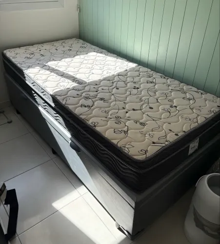 Cama Box Baú Solteiro Com Colchão