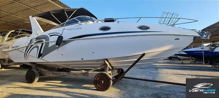 Lancha Magna 27.8 com extensão de plataforma e motor popa (Ñ Focker, real, coral, nx, ross