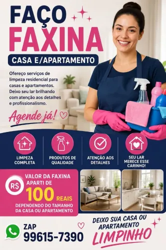 FAÇO FAXINA CASA OU APARTAMENTO 