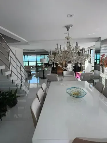 Cobertura vista mar maravilhosa, 4 suítes, banheira, closet, dce, porcelanato, 370m², laze