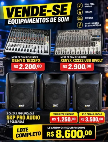 MESA DE SOM CAIXAS DE SOM DE 15 POLEGADAS ATIVAS. VENDA PACOTE OU VENDA INDIVIDUAL