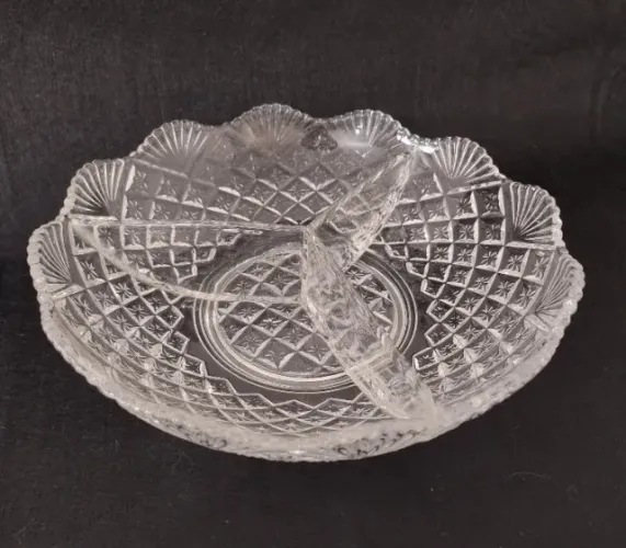 Petisqueira Antiga Demi Cristal 3 Divisões Anos 50/60