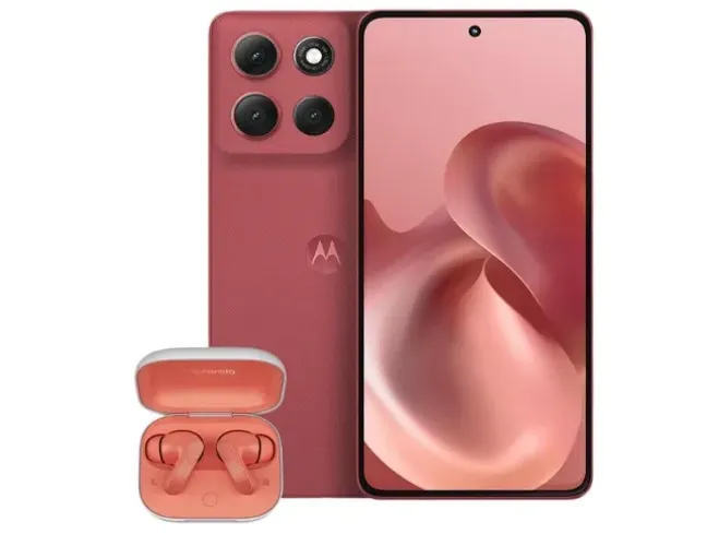 Smartphone Motorola Moto G86 5G Vermelho + Fone Buds 256GB 24GB RAM Tela pOLED - Lacrado