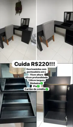 Escrivaninha e penteadeira em L