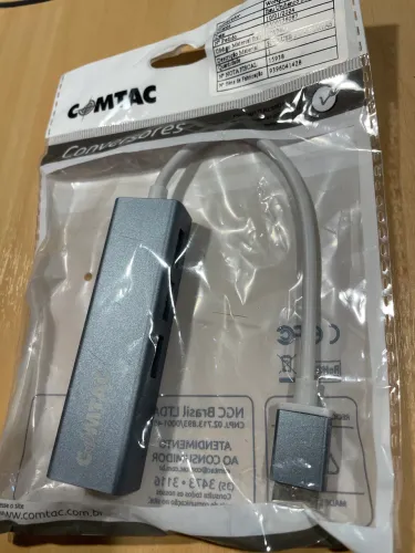 Rub USB C  Comtac em alumínio cinza