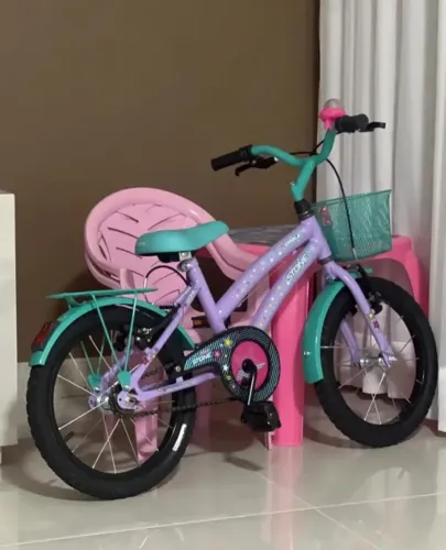 Bicicleta Aro 16 Infantil Drika Menina Com Rodinha Husky Cor Lilás Tamanho Do Quadro 16
