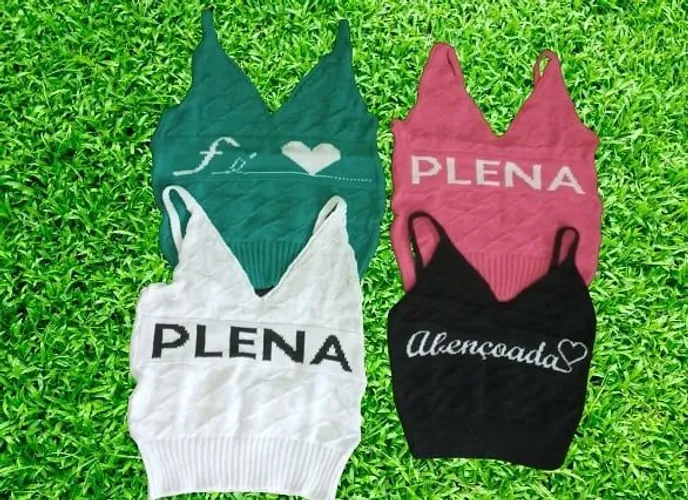 NOVO: Cropped nomes em tricot P/M