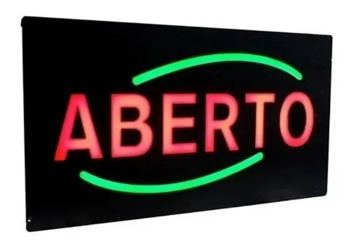 Placa De Led Aberto Efeito Neon