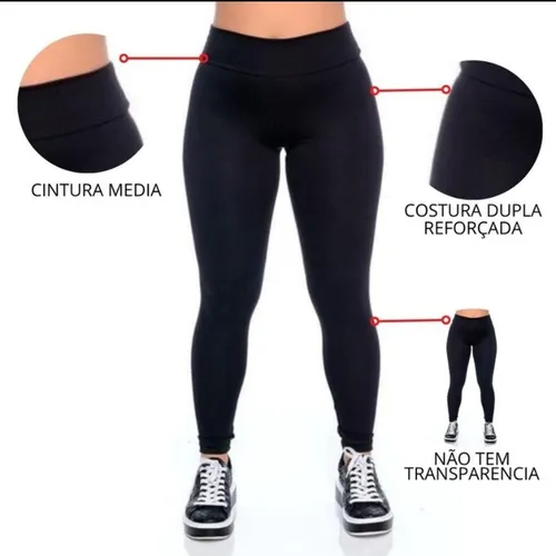CALÇA LEGGING FEMININA PRETA E CINZA