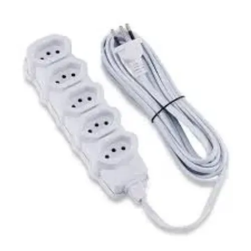 Extensão Tripolar 5 Tomadas 3mt Com Terra Branco Force Line - Forceline
