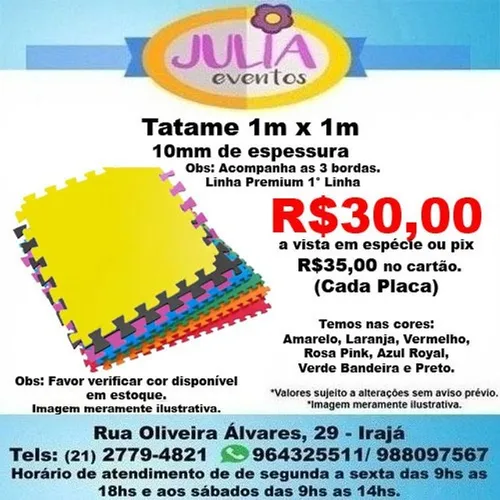 Tatame Tapete Eva (medida: 1mt x 1mt de 1cm de espessura)