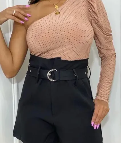 Body manga nula feminino tamanho P novo bege