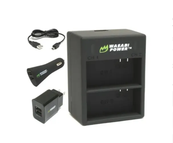 Kit Carregador Duplo Bateria Go-pro Wasabi Lch-us-ahbbp301