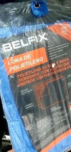 Lona De Polietileno Belfix 100 Micra C/ilhos 6x4m 68400