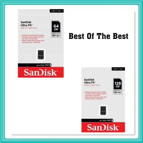 Pendrive SanDisk Ultra Fit 64GB Ou 128GB 3.1 Gen 1 preto