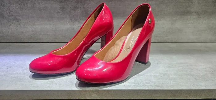 Sapato Vizzano Scarpin Feminino Vermelho Bico Redondo Macio