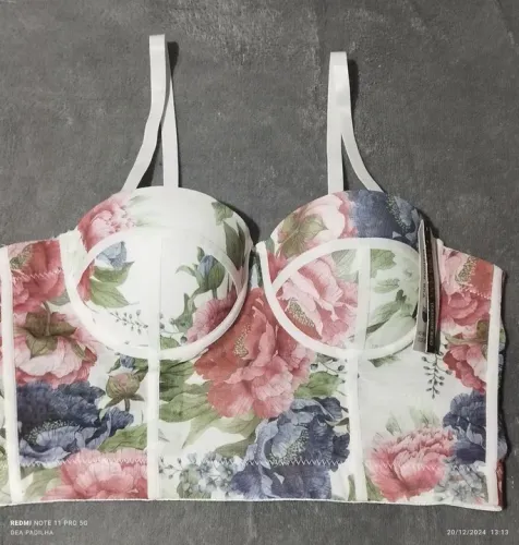 Top Corset Floral Branco